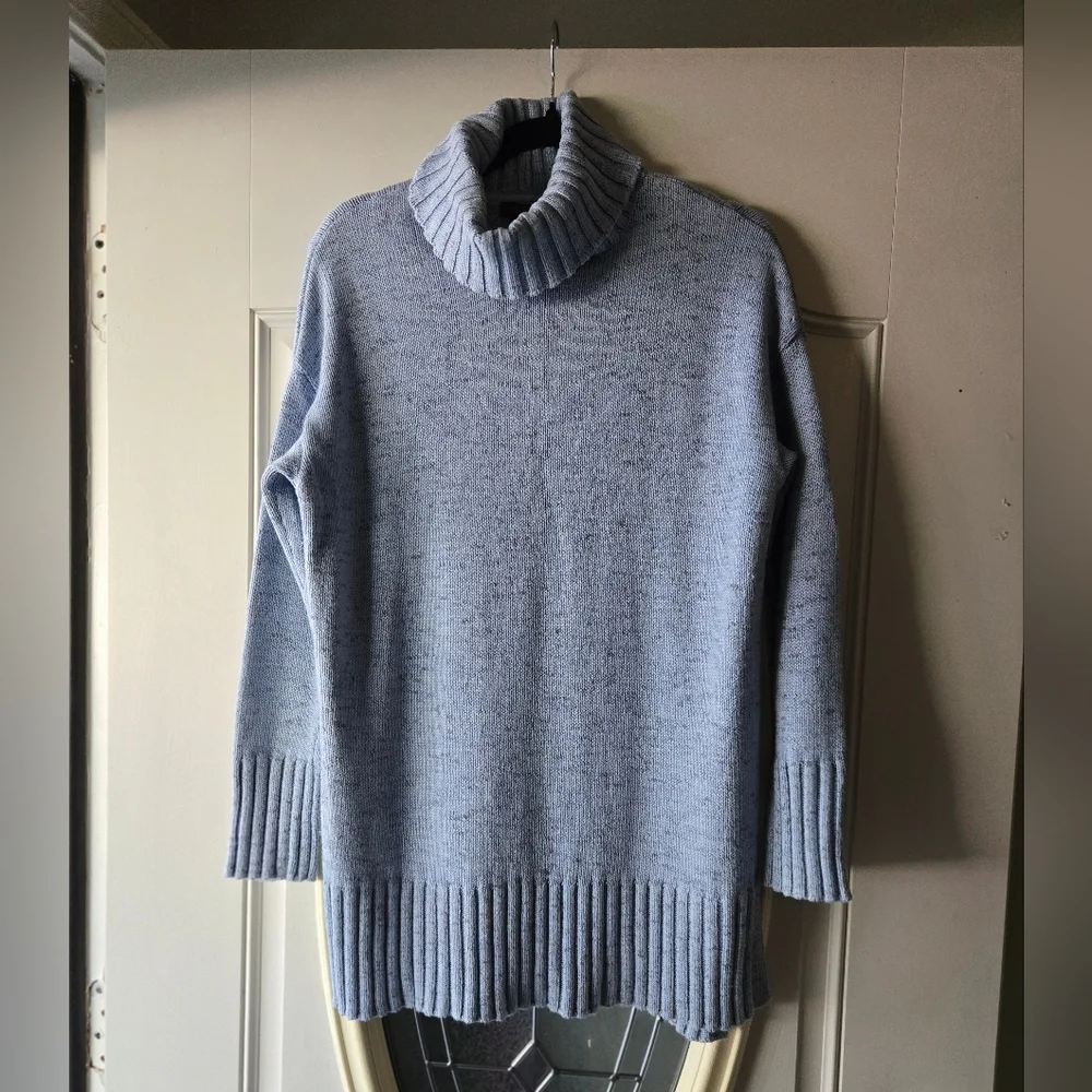 J. Jill Light Blue Comfortable Cozy Knit Turtleneck Sweater ~‎ Size Medium